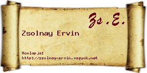 Zsolnay Ervin névjegykártya